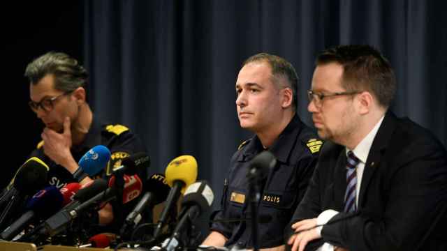Rueda de prensa de los representantes de las fuerzas de seguridad suecas.