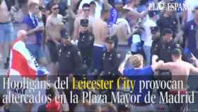 Altercados provocados por aficionados del Leicester City en la Plaza Mayor
