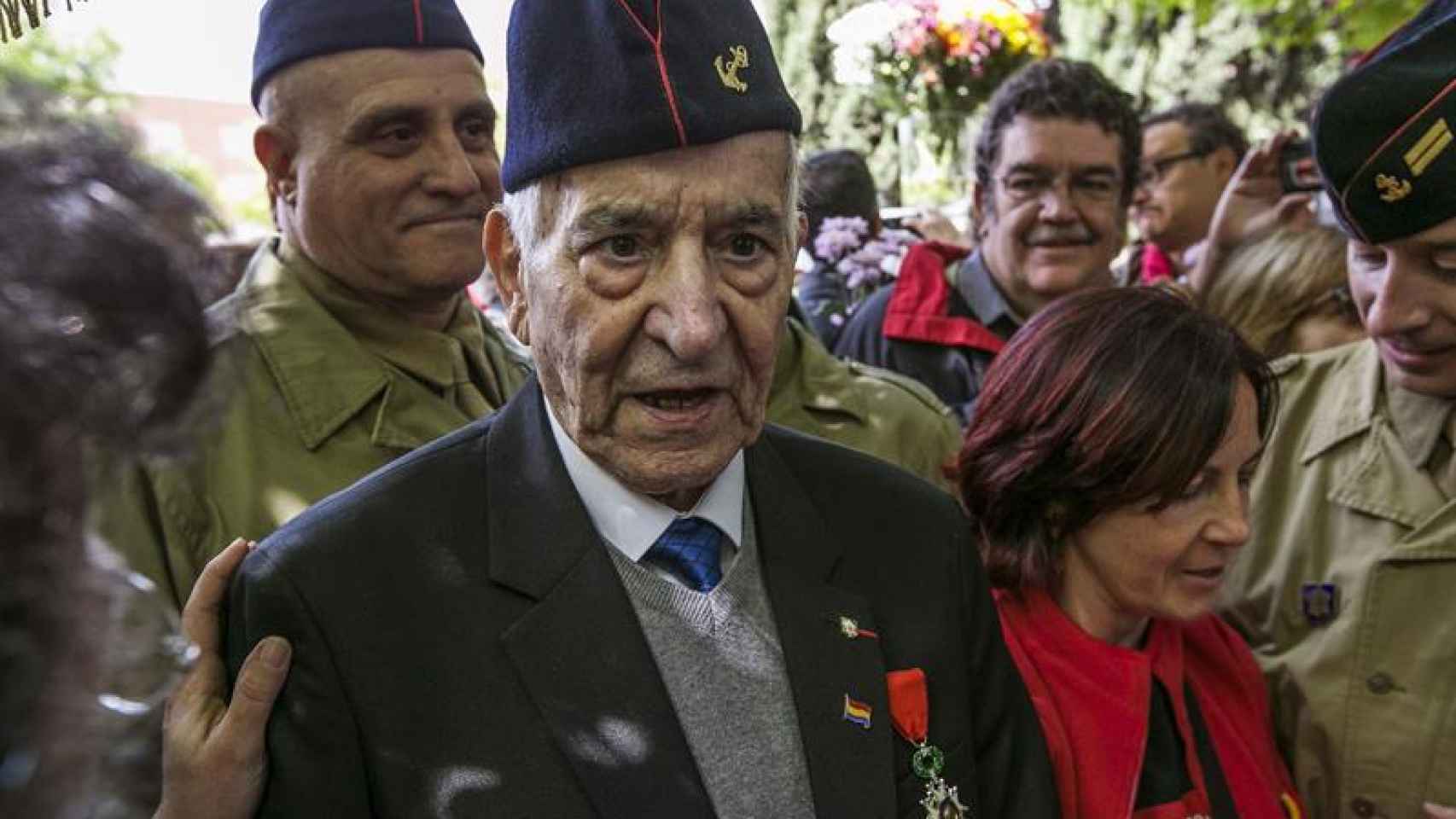 Rafael Gómez hace dos años en Madrid en la inauguración del 'Jardín de los combatientes de la Nueve.