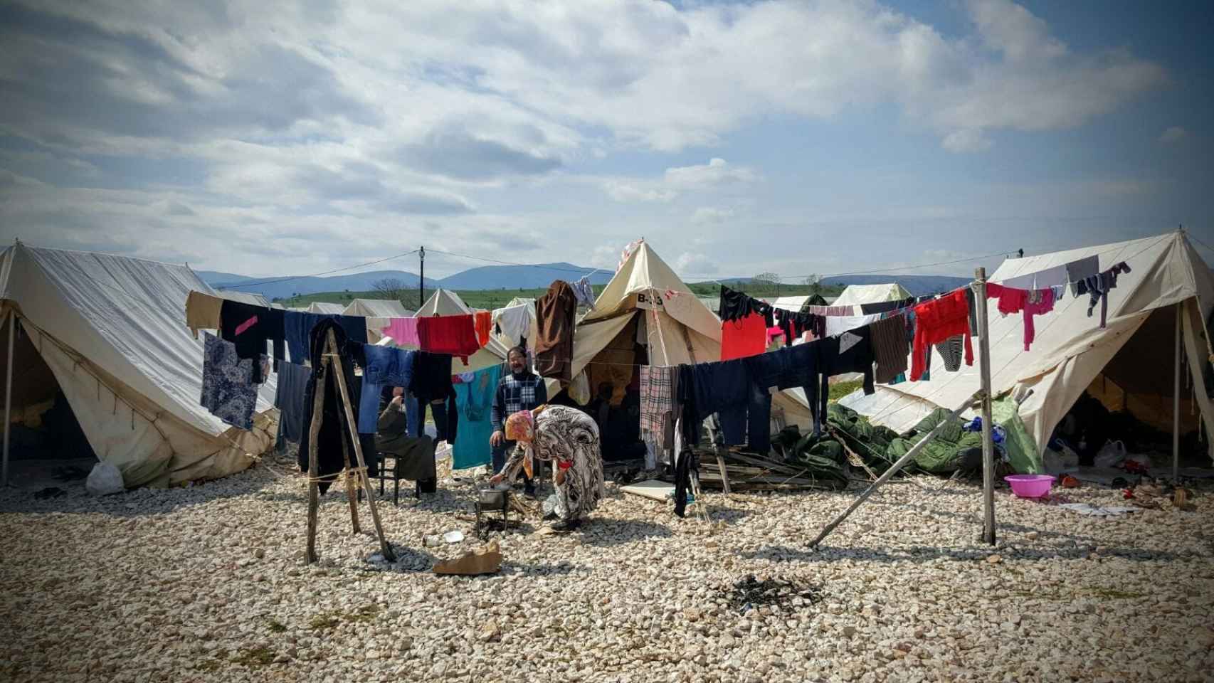 Campamento de Katsikas, durante las primeras semanas de ocupación.