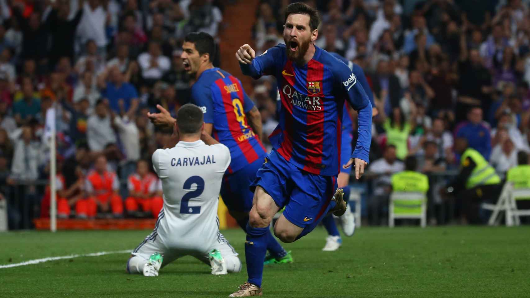 Messi celebra el gol con el que decidió el partido.
