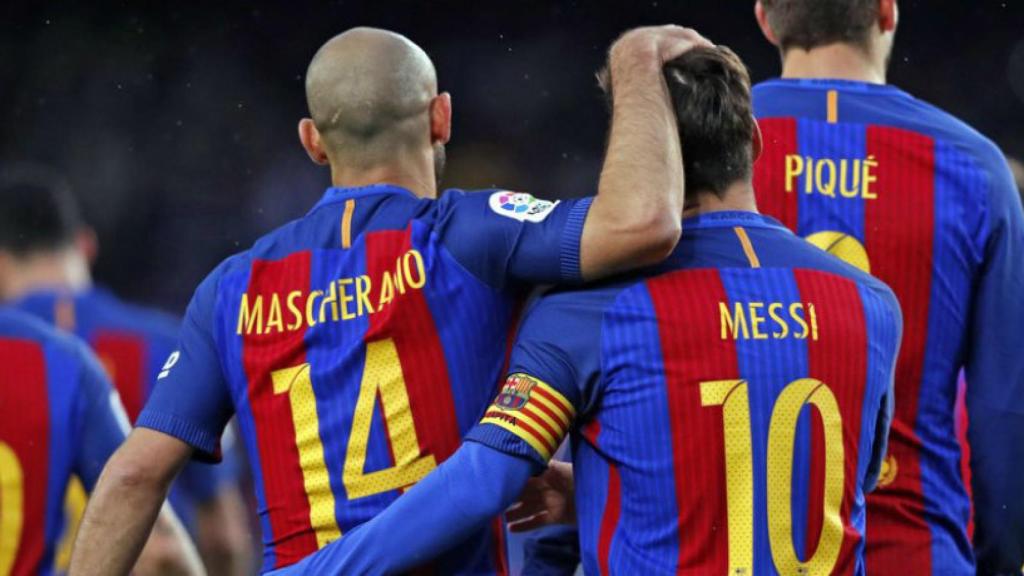 Messi y Mascherano celebran un gol ante el Osasuna Foto: fcbarcelona.es
