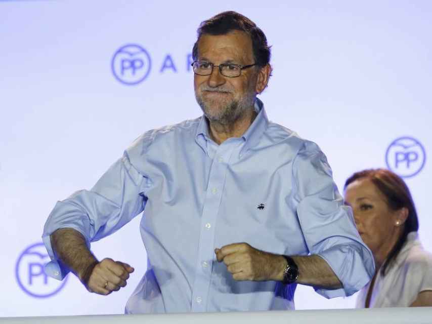 Mariano Rajoy celebrando su victoria en las elecciones.