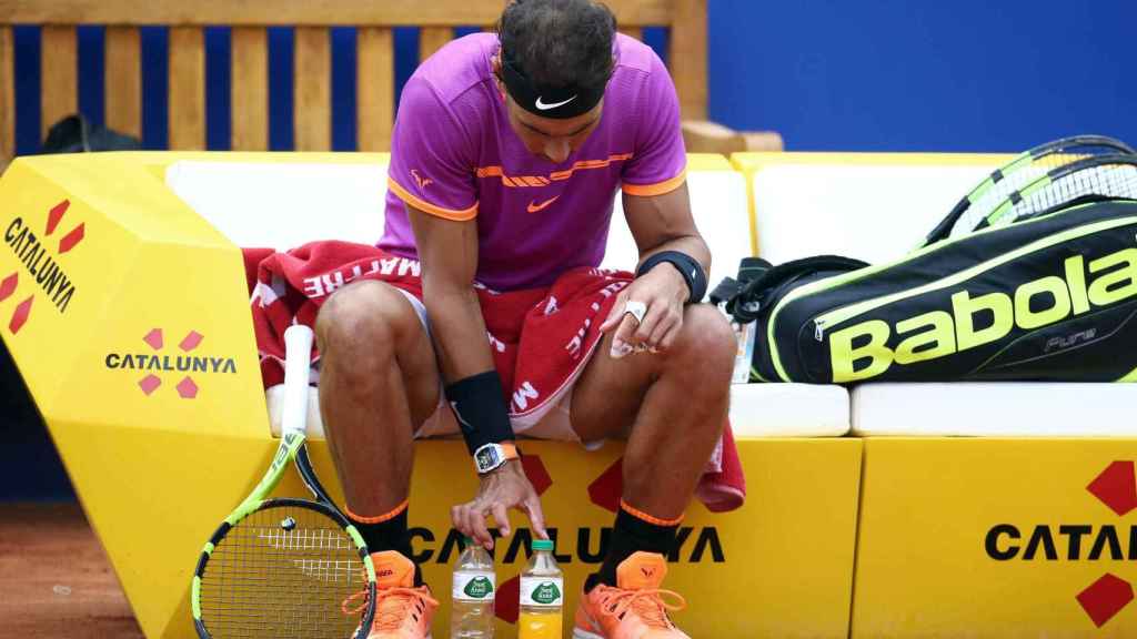 Nadal, en un descanso durante las semifinales de Barcelona.