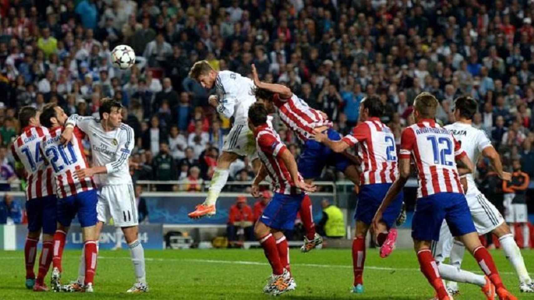 Sergio Ramos marcando el gol del empate al Atlético