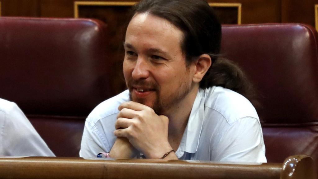 Pablo Iglesias, en su escaño del Congreso.