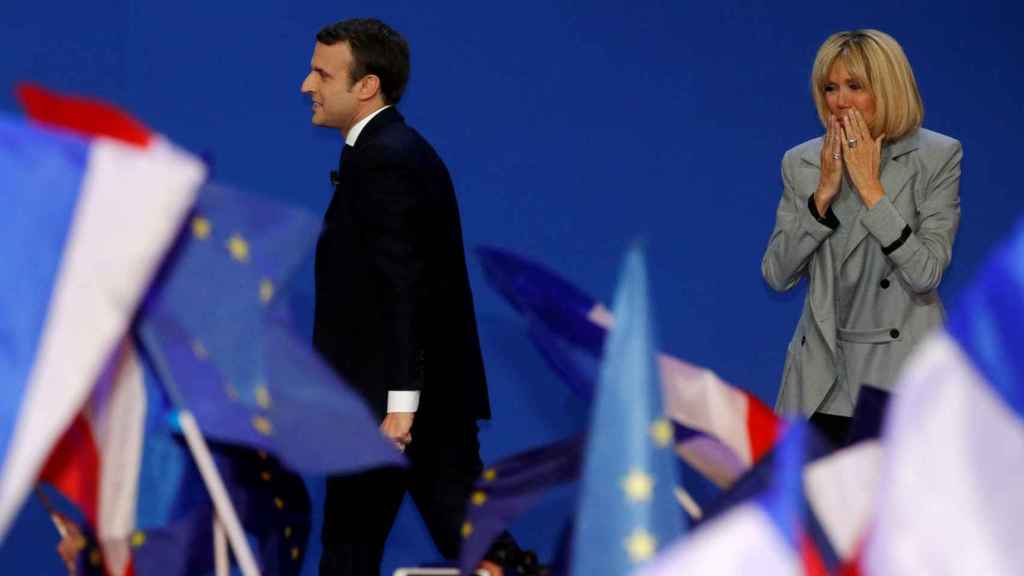 Brigitte Macron, en el cierre de campaña de su marido.