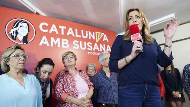 La candidata a liderar el PSOE, Susana Díaz, en un acto en Cataluña este sábado