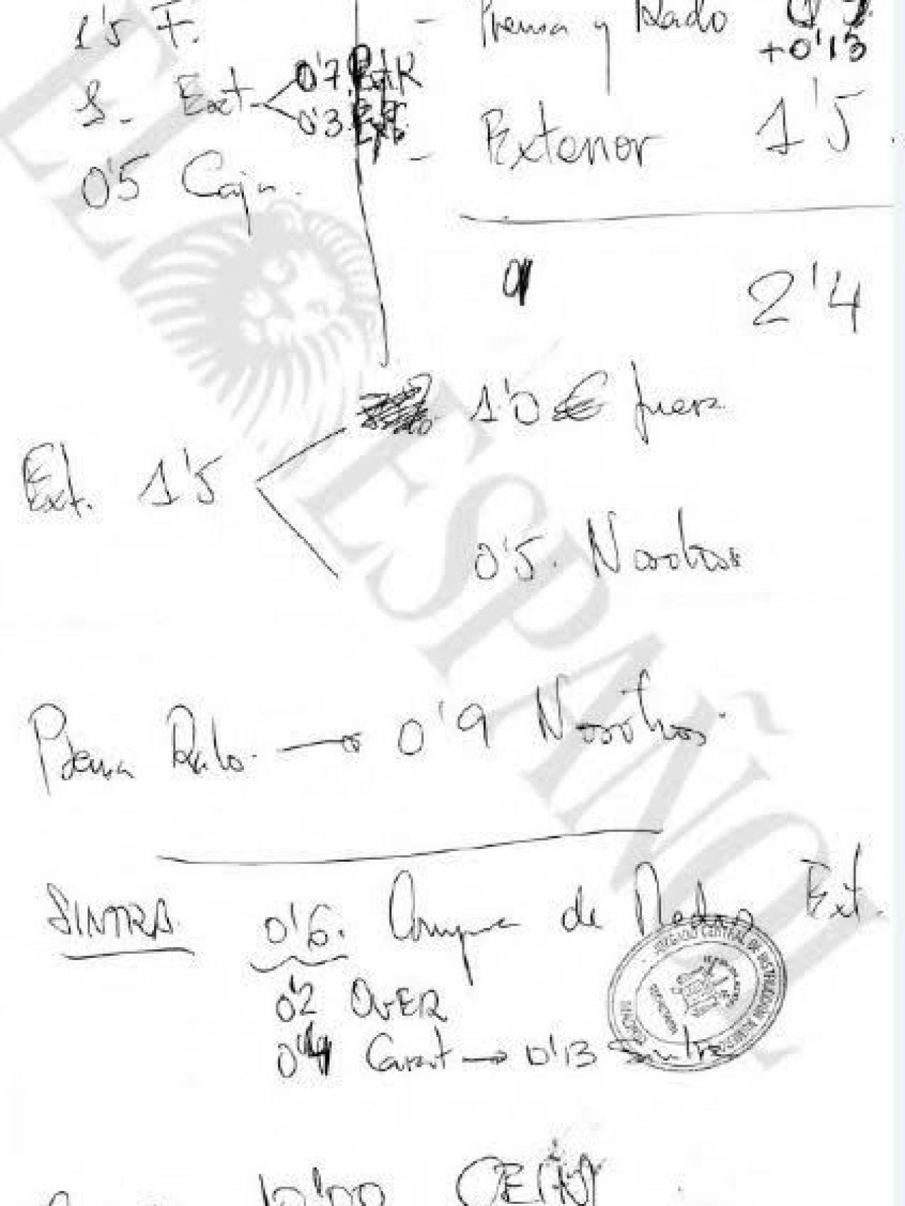 Documento incautado por la Guardia Civil.
