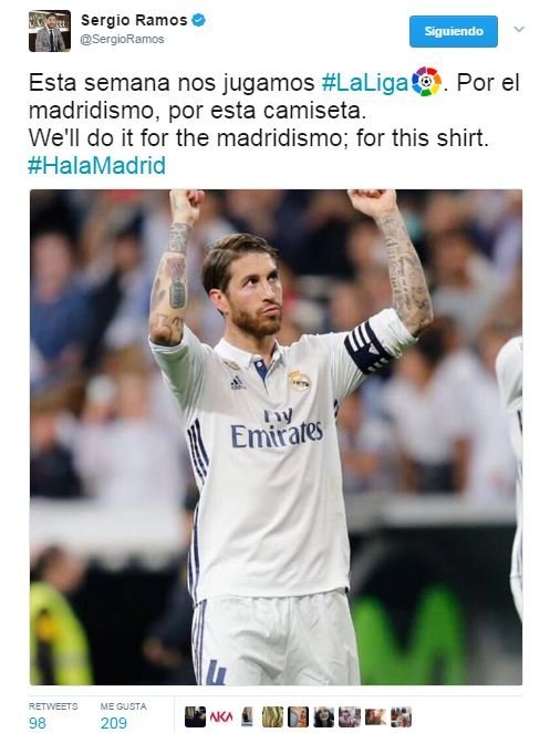 Ramos, lanzado a por La Liga: Por el madridismo, por esta camiseta