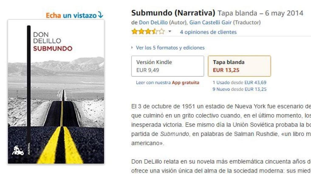 Los precios del libro original aparecen más destacados en Amazon que ejemplares usados.