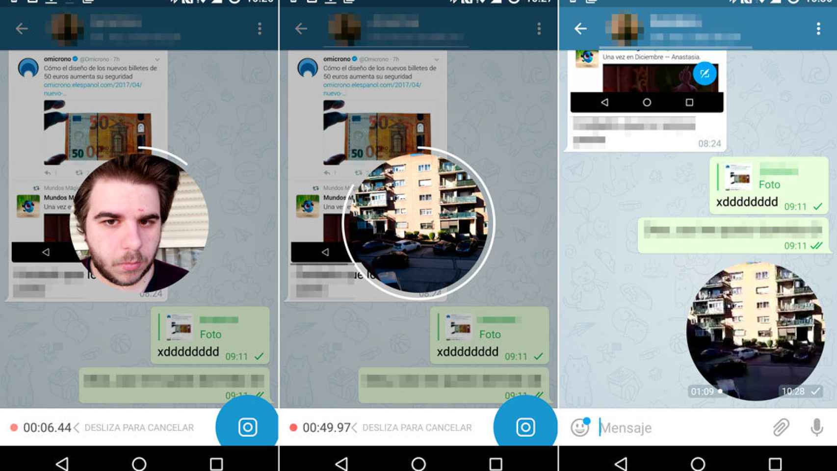Nota de vídeo en Telegram