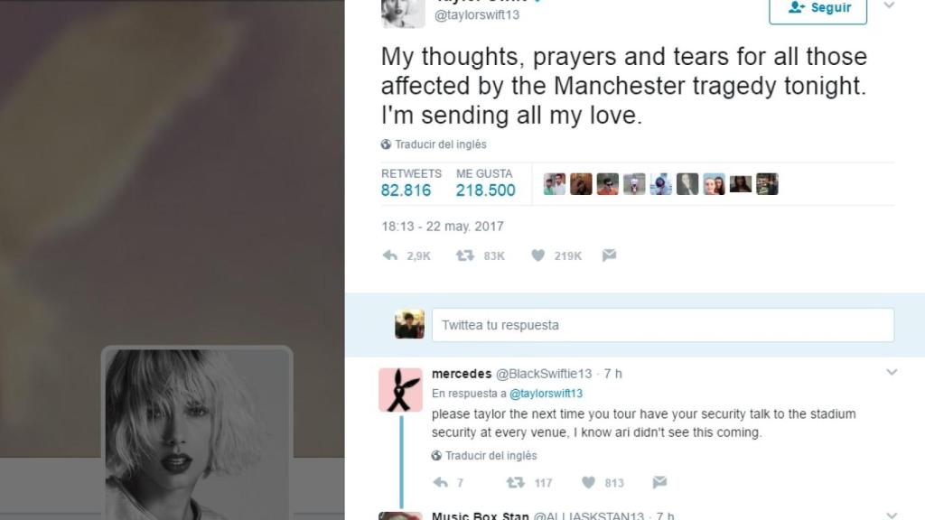 mensaje de Taylor Swift en Twitter.