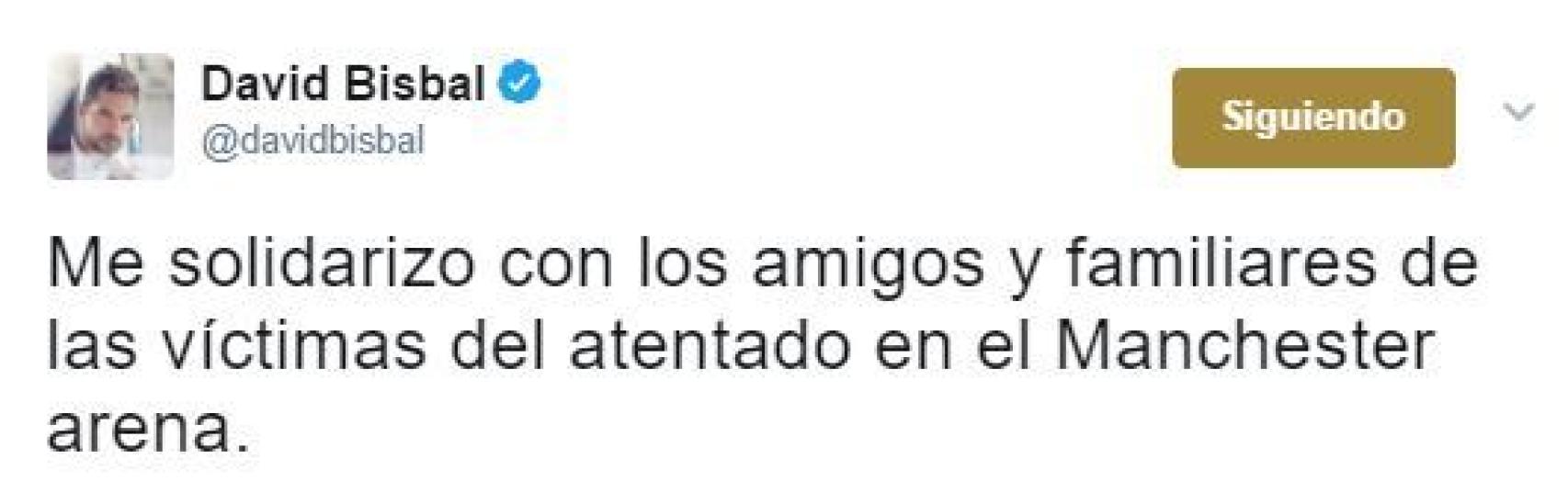 Captura del tuit de David Bisbal.