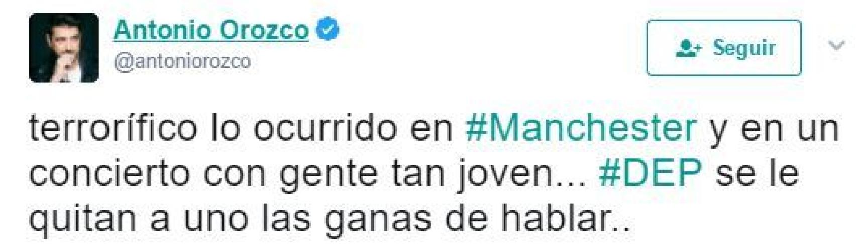 Mensaje de Antonio Orozco.