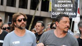 Javier y Carlos Bardem en una manifestación a las puertas del Ministerio de Cultura contra el IVA, en 2012.
