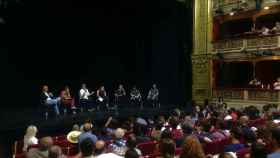 Reunión de los trabajadores culturales, en el Teatro María Guerrero.