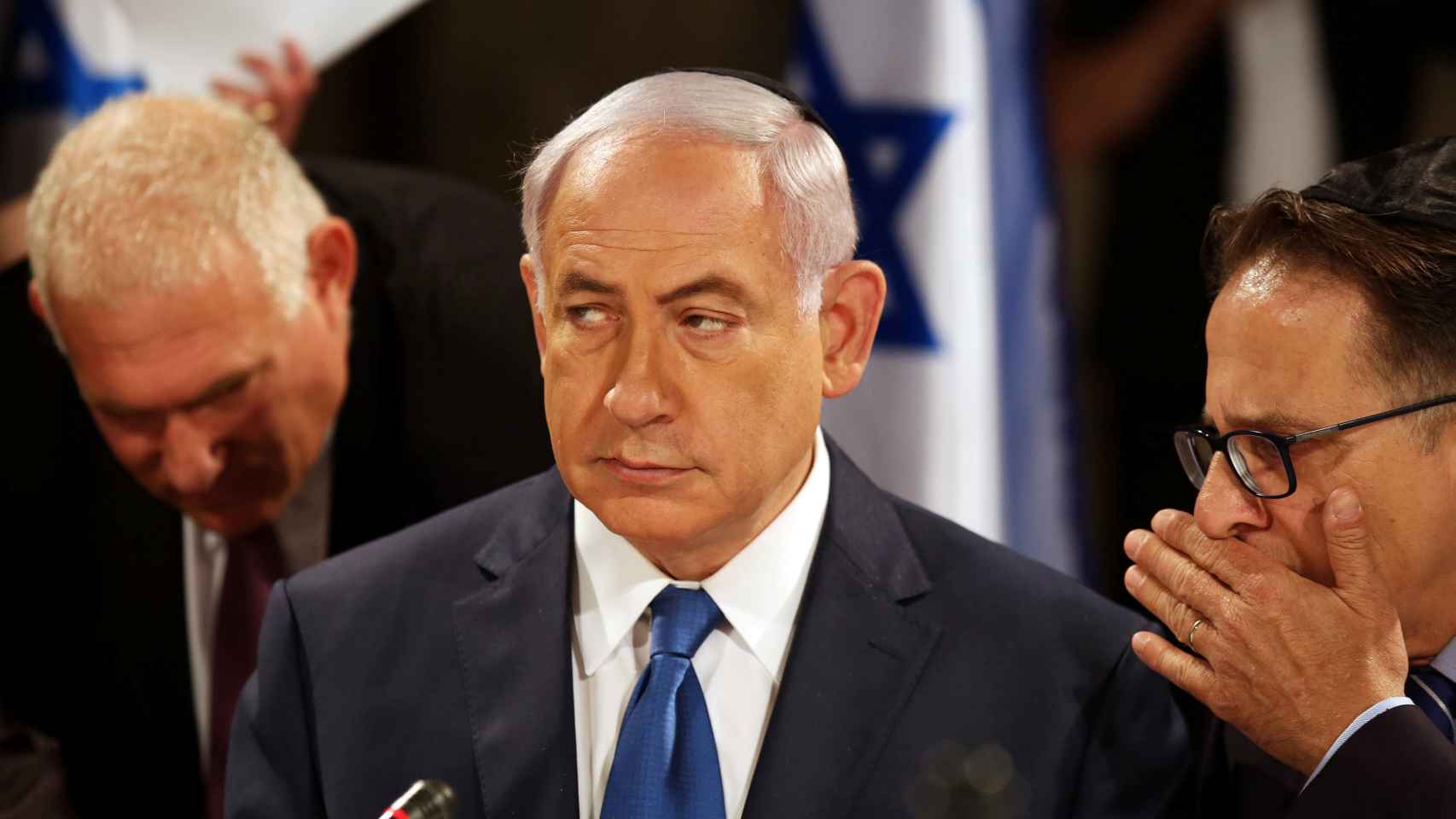 Netanyahu durante la reunión de su Ejecutivo