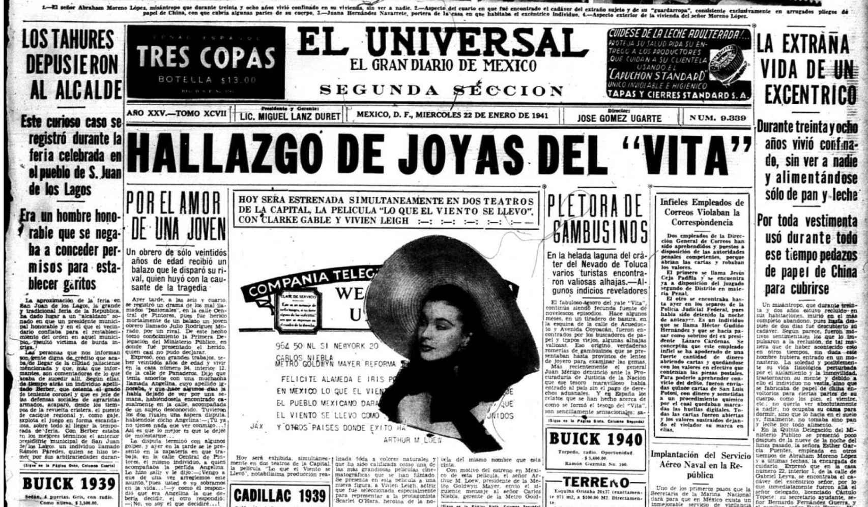 Portada del diario El Universal en enero de 1941.