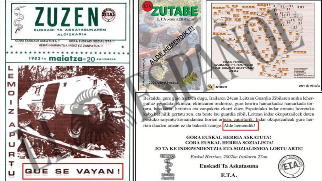 Documentos internos de ETA en los que se defiende la expulsión de la Guardia Civil