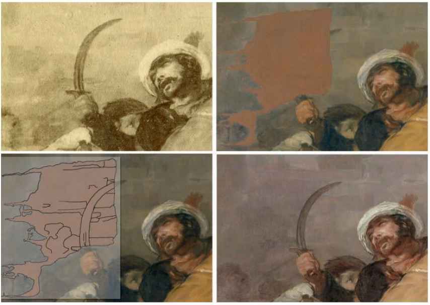 Restauración del cuadro de la carga de los mamelucos, en el Museo del Prado.