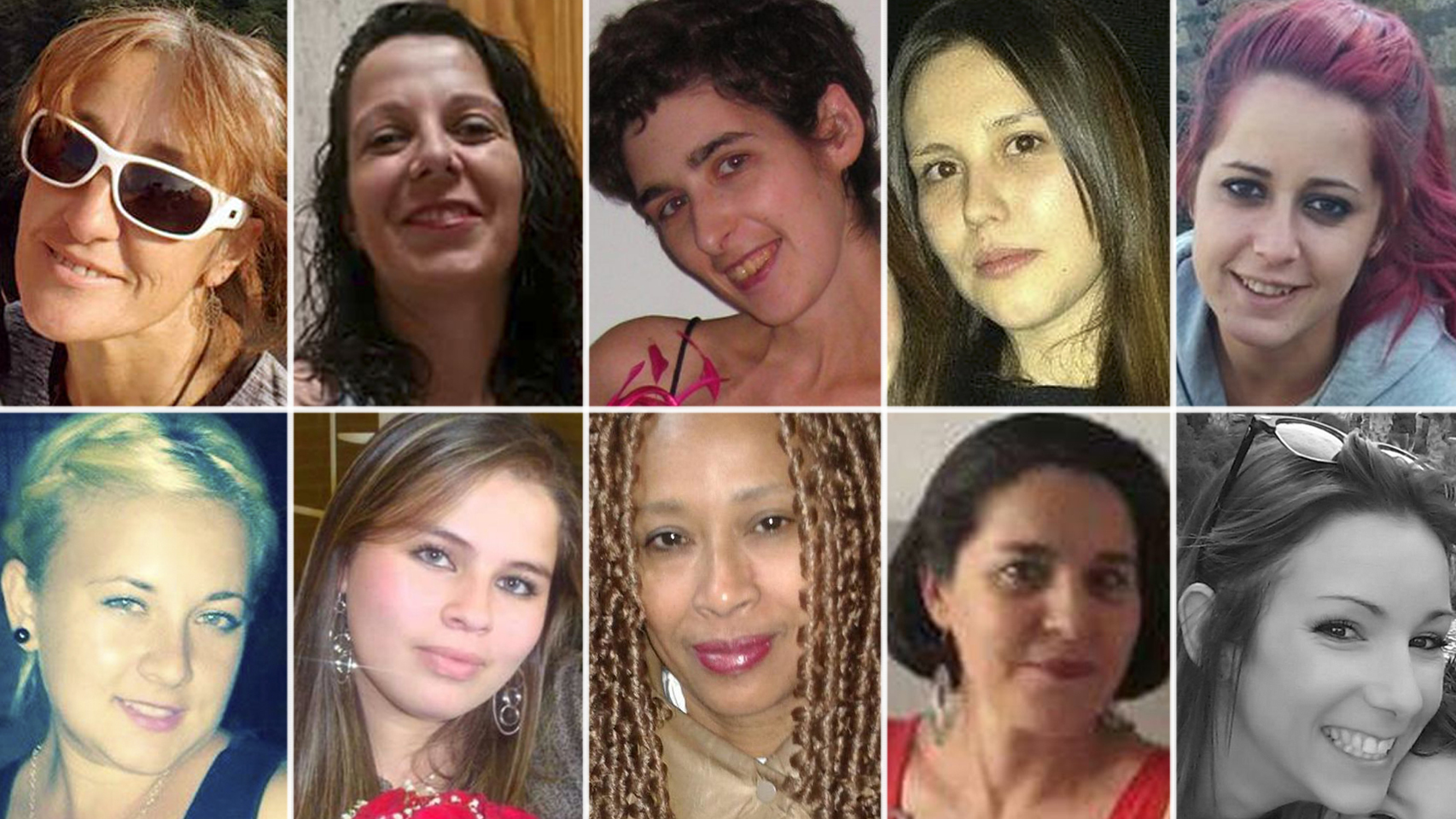 Hasta la fecha, 30 mujeres han sido asesinadas. Aquí aparecen algunas de ellas, de izquierda a derecha: Blanca Esther, Toñi, Cristina, Laura, Yurena, Violeta, Eliana, Ana Hilda, Susana y Beatriz.