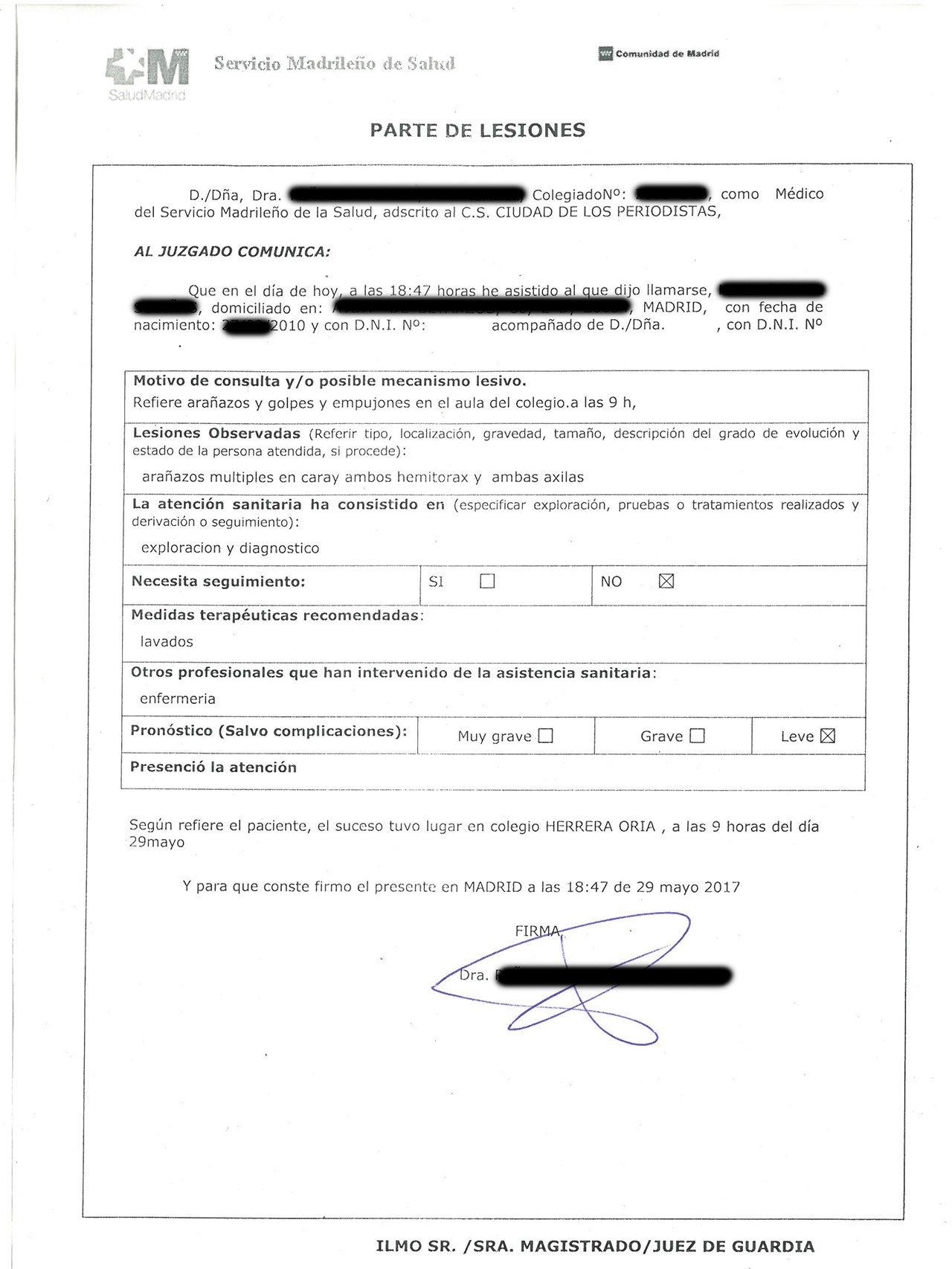 Parte de lesiones de Nacho el mismo día 29 de mayo