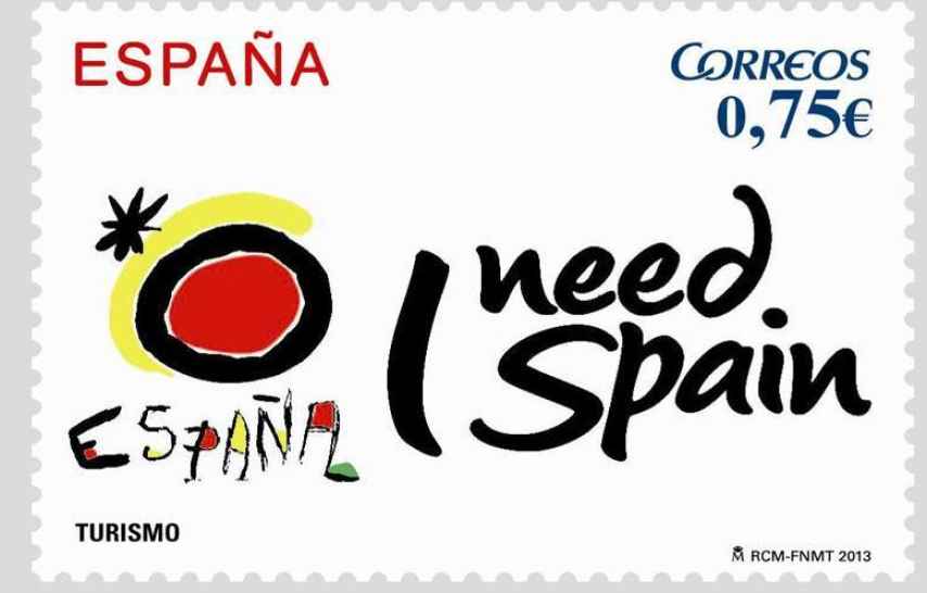 Sello conmemorativo de la imagen creada por el artista Joan Miró para promocionar España.