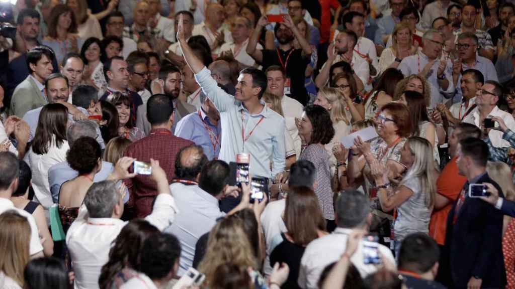 Pedro Sánchez, a su llegada al congreso del PSOE.
