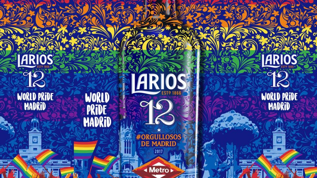 La divertida botella de Larios 12 para el Orgullo LGTB.