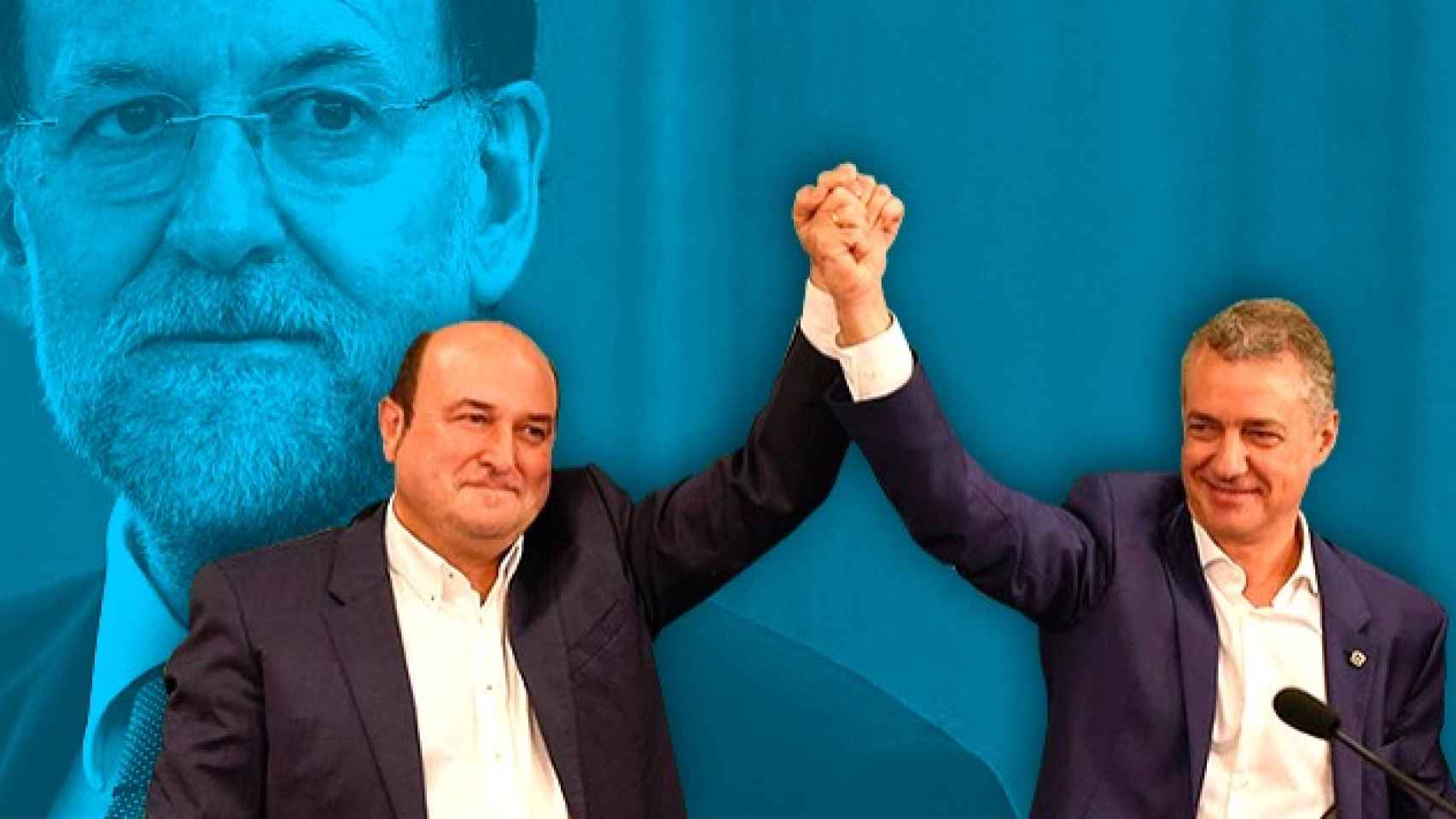 Andoni Ortuzar e Íñigo Urkullu del PNV, detrás Mariano Rajoy.