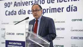 Luis Gallego, presidente de Iberia, durante su discurso en el evento de la CEOE-Cepyme.