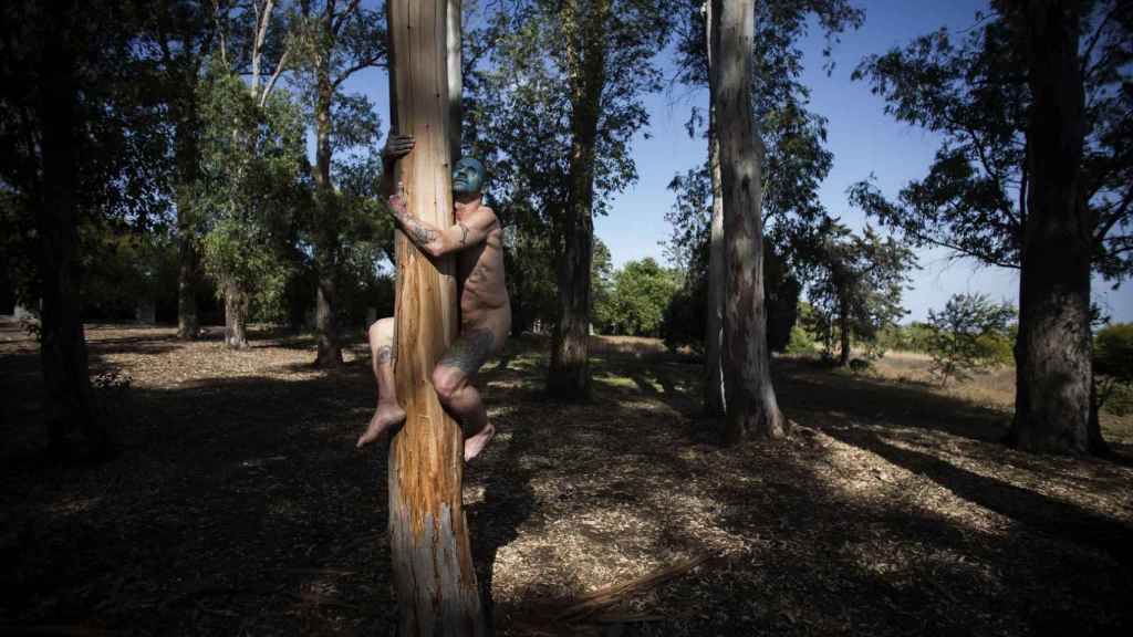Subiendo a un árbol para sentir en su propia piel la fuerza de la naturaleza.