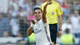 Pepe tras marcar el gol del Madrid.