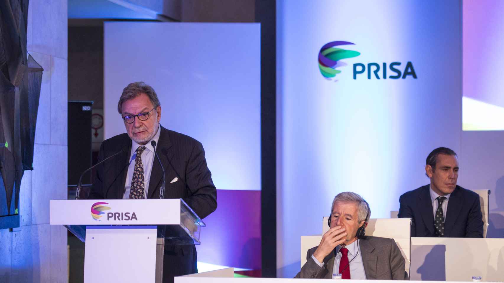 Juan Luis Cebrián, durante la junta de accionistas de Prisa de 2017