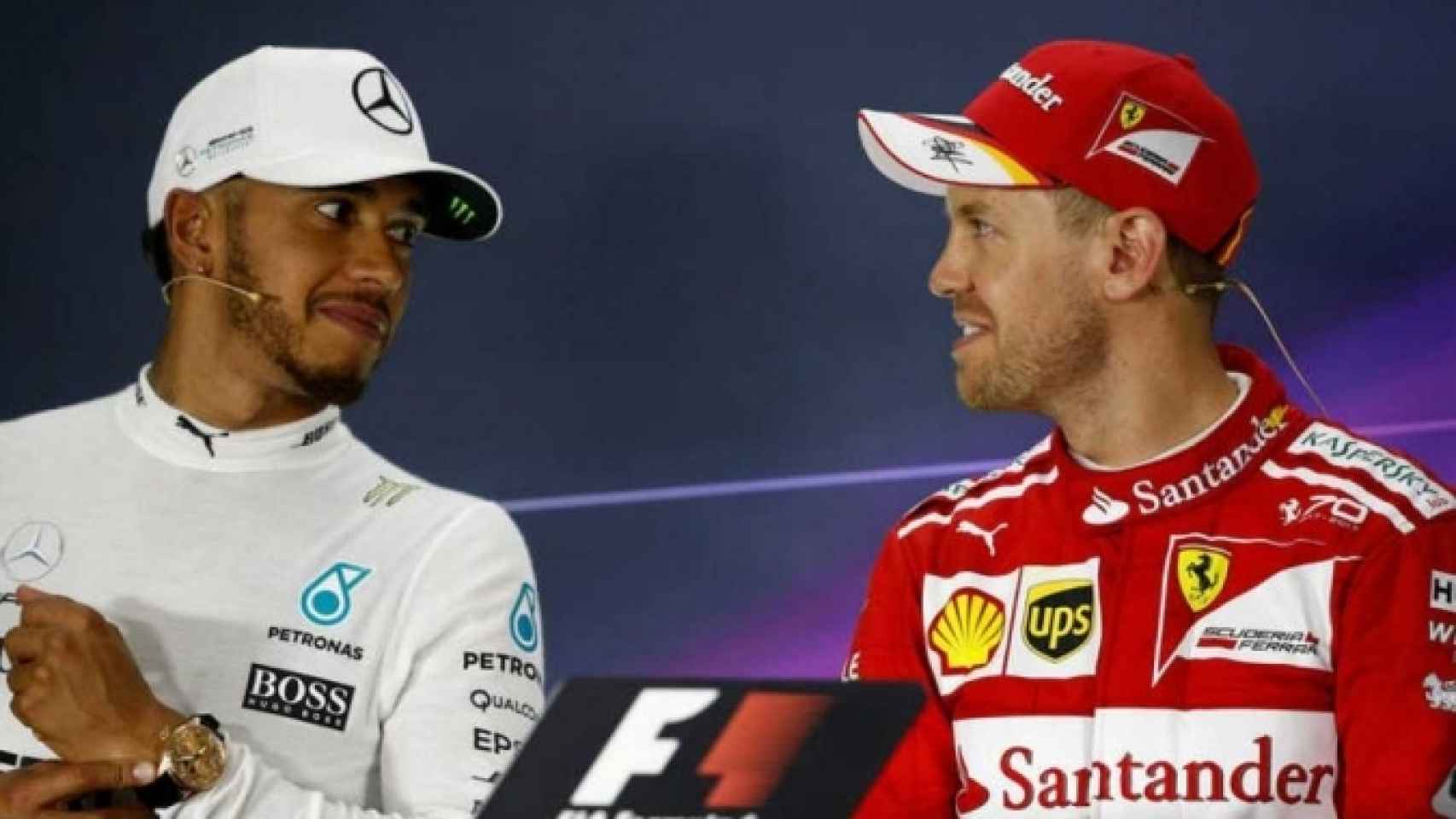 Hamilton y Vettel, en rueda de prensa (EFE)