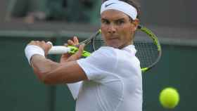 Rafa Nadal en la primera ronda de Wimbledon.
