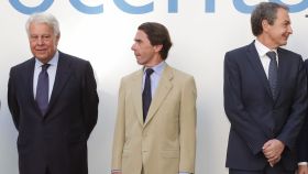 Los expresidentes Felipe González, José María Aznar, y José Luis Rodríguez Zapatero.