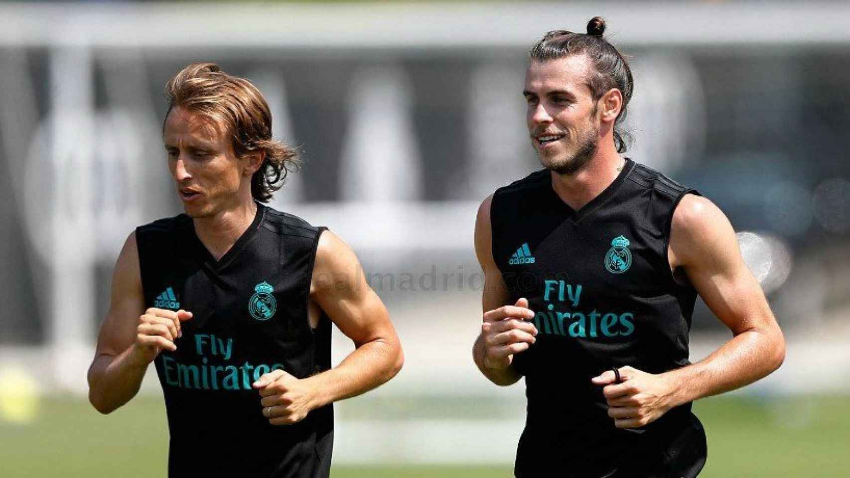Modric y Bale, durante un entrenamiento en UCLA