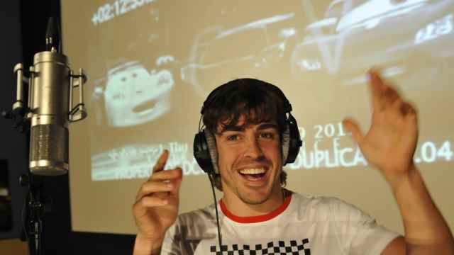Fernando Alonso en la grabación de Cars 2.