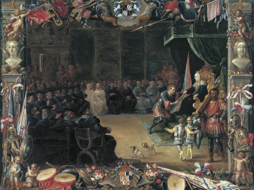 La entrega del bastón de Capitán General a Antonio de Moncada por la reina Blanca.