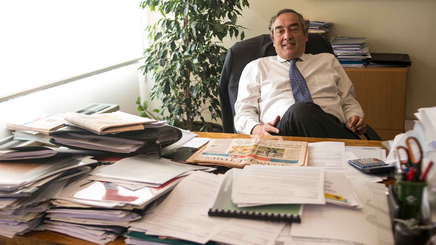 Juan Rosell, en su despacho de la CEOE en 2018.