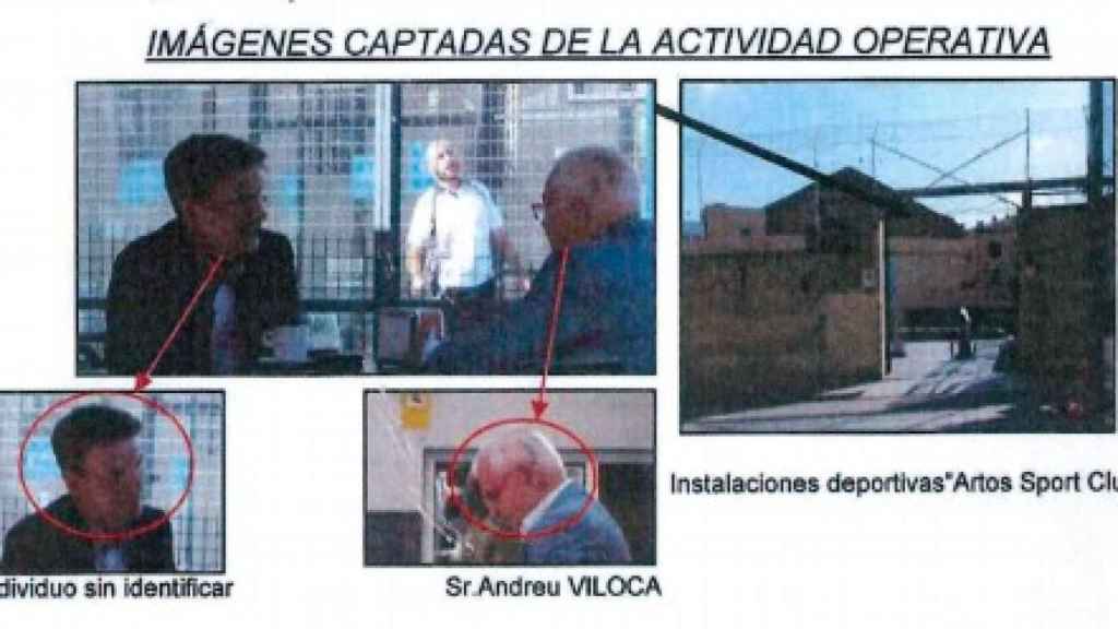 DOCUMENTO Nº 6. El tesorero del CDC, Andreu Viloca, reunido con el director de Infraestructures en una imagen incluida en un informe de la Guardia Civil.
