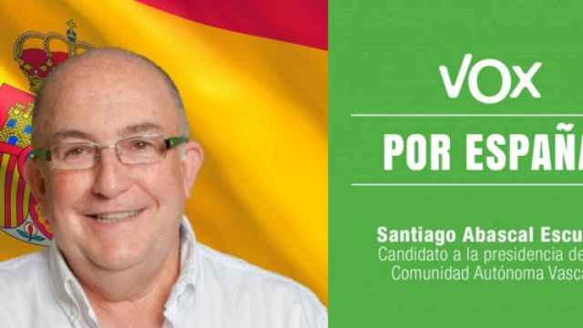 Imagen de Santiago Abascal Escuza en el cartel de VOX para las elecciones vascas