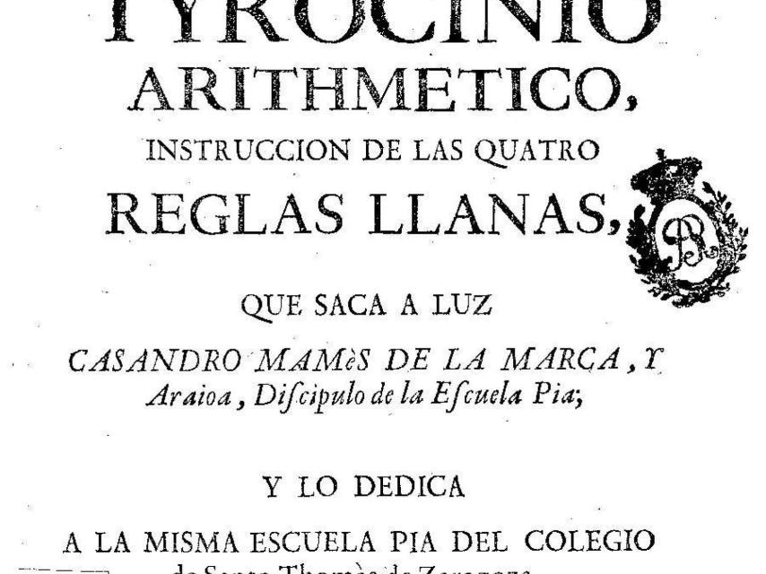 Tyrocinio arithmético de Casandro Mamés de la Marca y Araioa (Imagen vía Biblioteca Digital Hispánica)