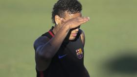 Neymar en un entrenamiento con el Barça.