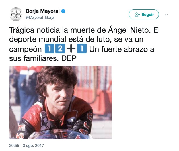 Las reacciones del mundo del deporte ante el fallecimiento de Ángel Nieto