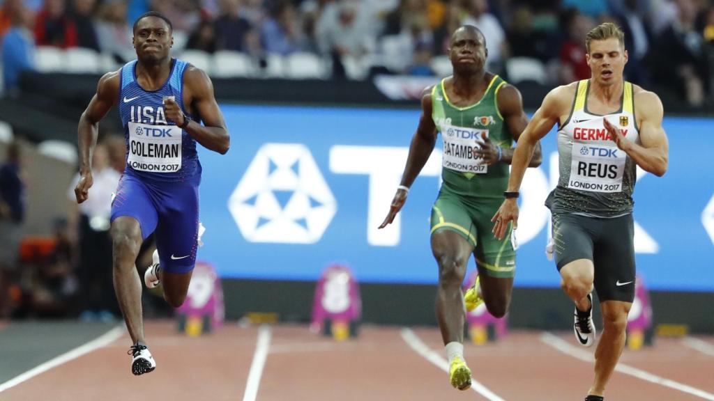 Coleman corrió por la calle 8 en las eliminatorias del 100 marcando 10.01 segundos.