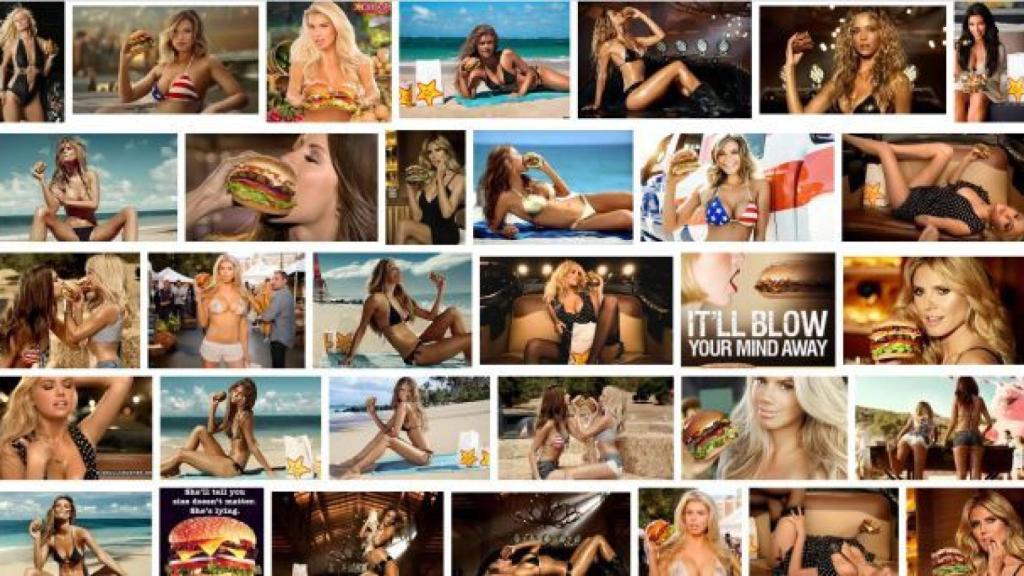 Imágenes publicitarias de la cadena de hamburguesas Carl's Jr.