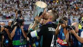 Ramos celebra la consecución de la Supercopa de Europa